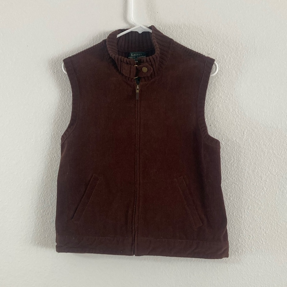 Ralph Lauren brown petite zip up vest